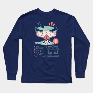 Retro Japanese Kappa Yokai Illustration | Japanese Folklore Creatures Long Sleeve T-Shirt